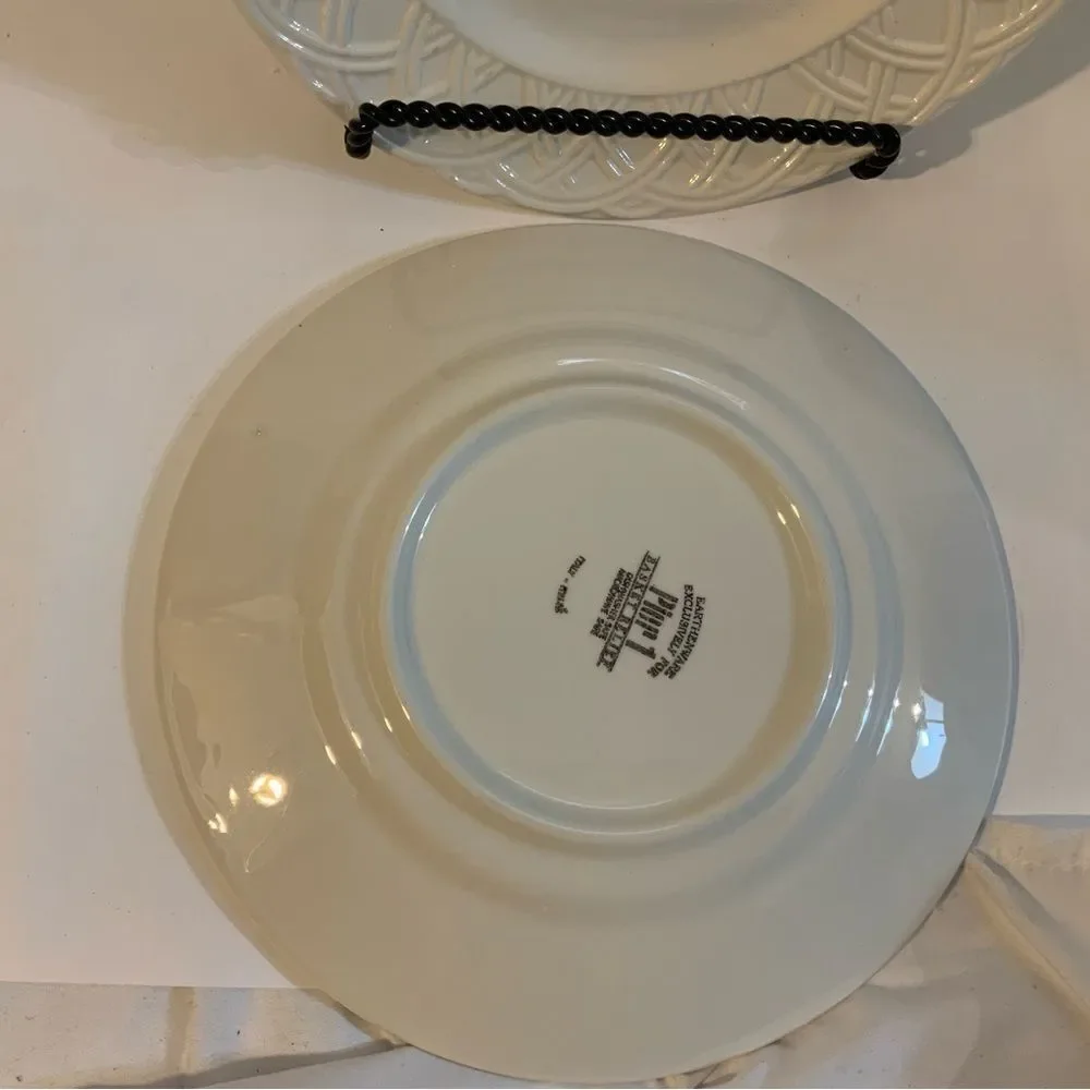 Set PIER 1 BASKET RELIEF Pattern Dinner Salad Plate Bowl Mug